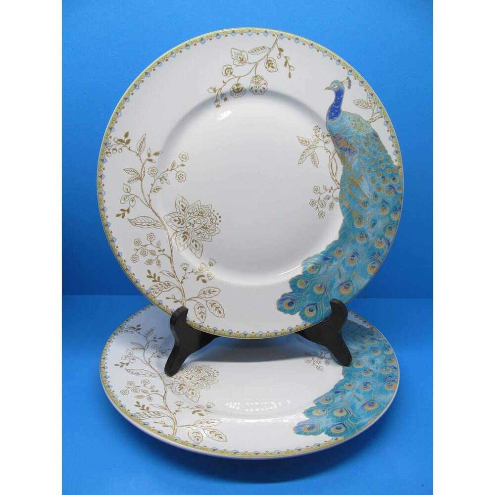222 Fifth Peacock Garden Dinner Plates 10 3/4" Bundle of 2